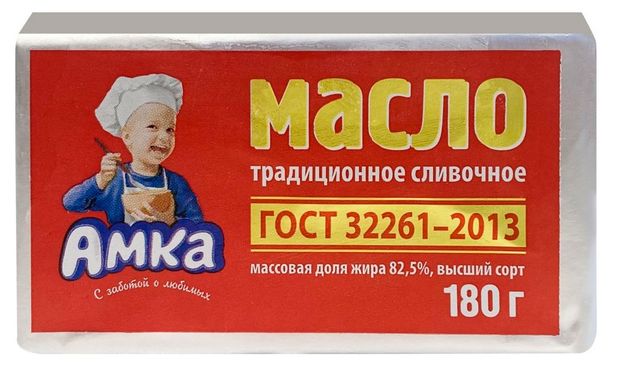 

Масло сливочное Амка Традиционное 82.5% 180 г