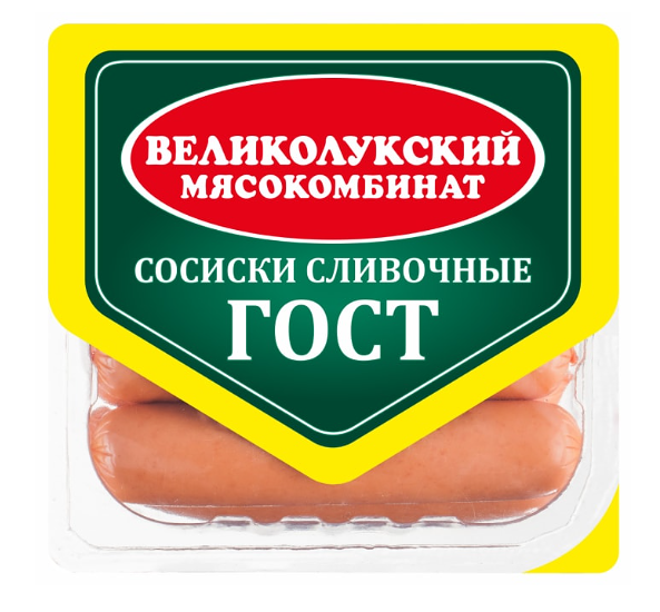 Сосиски Великолукский Мясокомбинат Сливочные 330 г