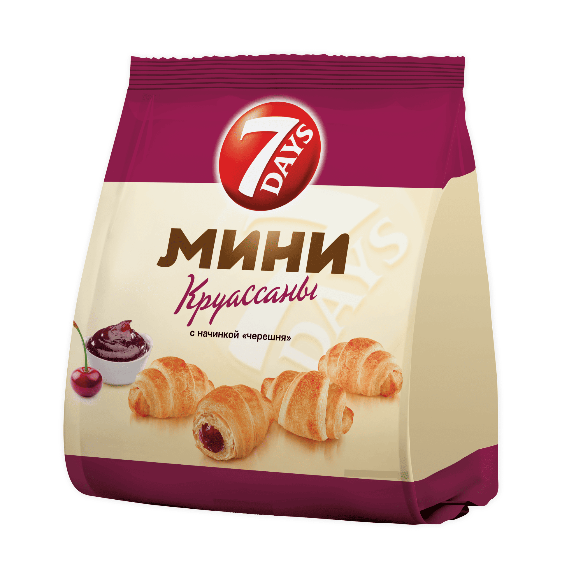 

Мини круассаны 7 Days c начинкой черешня 265 г