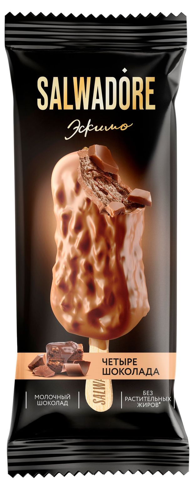 

Мороженое Salwadore Эскимо Четыре шоколада в шоколадной глазури 80 г