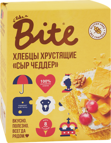 

Хлебцы кукурузно-рисовые Take a Bite Хрустящие Сыр Чеддер 100 г