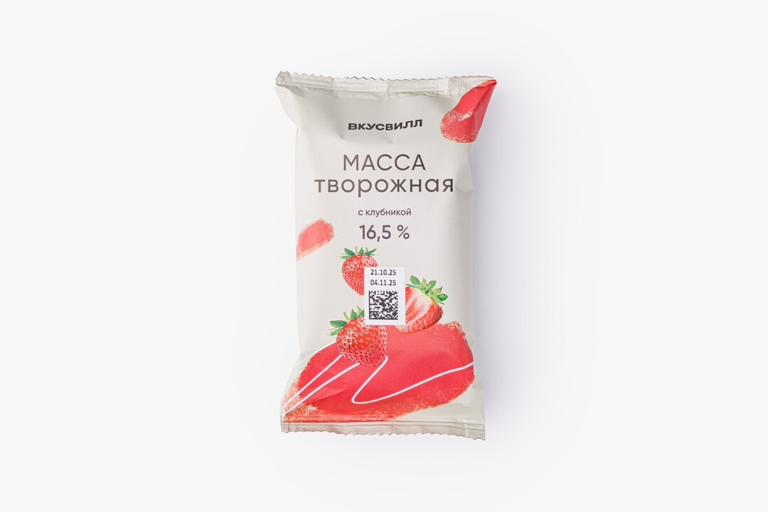 

Масса творожная ВкусВилл с клубникой 16.5% 90 г