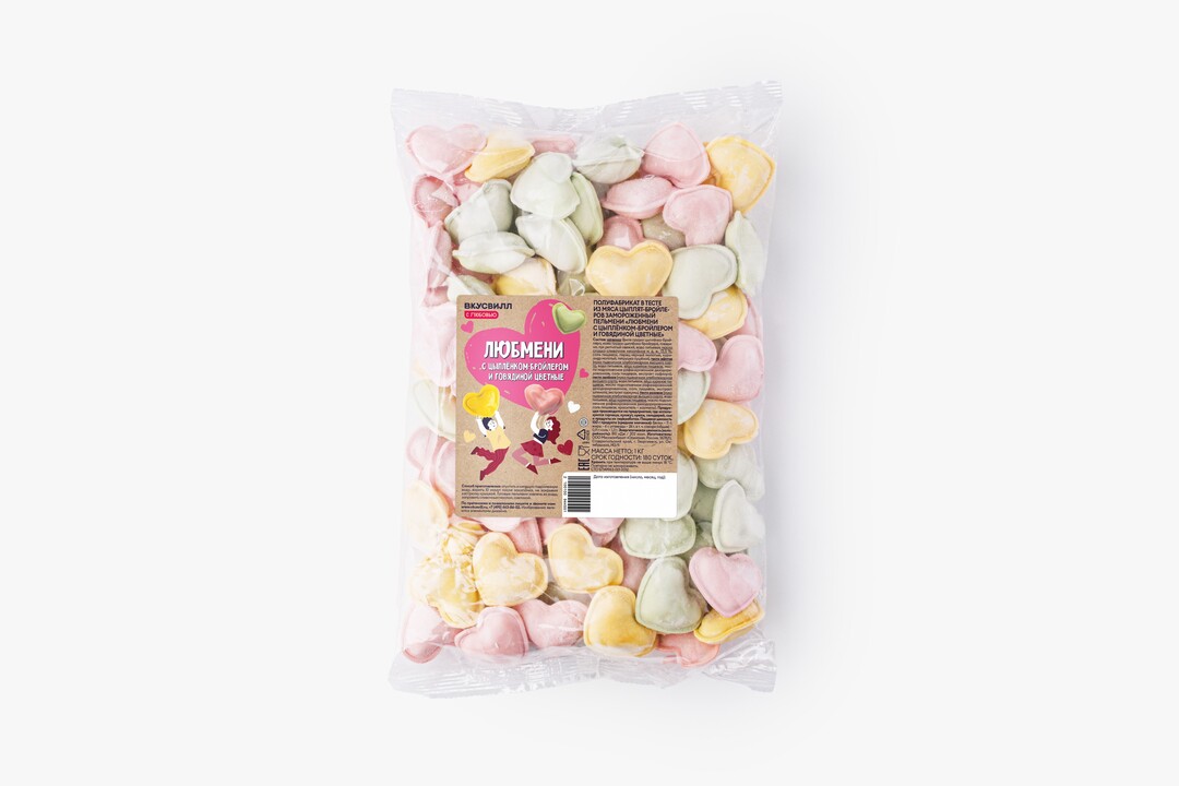 

Любмени ВкусВилл с цыпленком-бройлером и говядиной цветные 1 кг