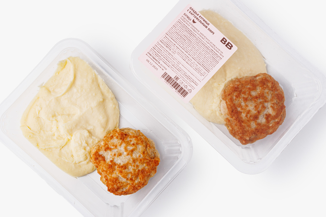 

Оладьи куриные ВкусВилл с картофельным пюре 250 г