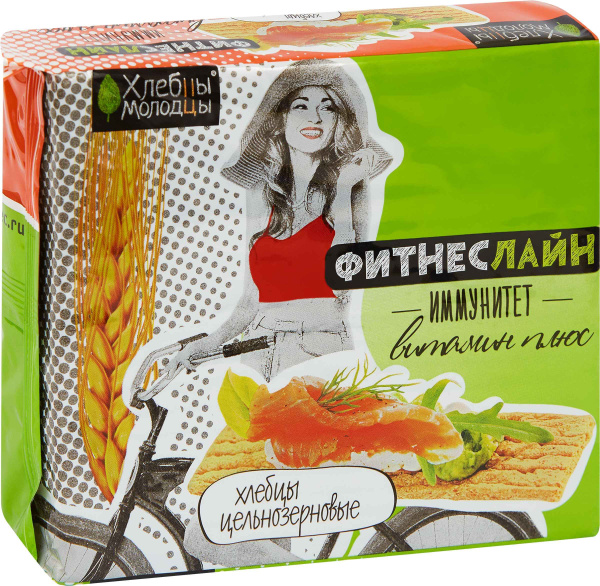 

Хлебцы цельнозерновые Хлебцы Молодцы Фитнес линия Витамин плюс 100 г
