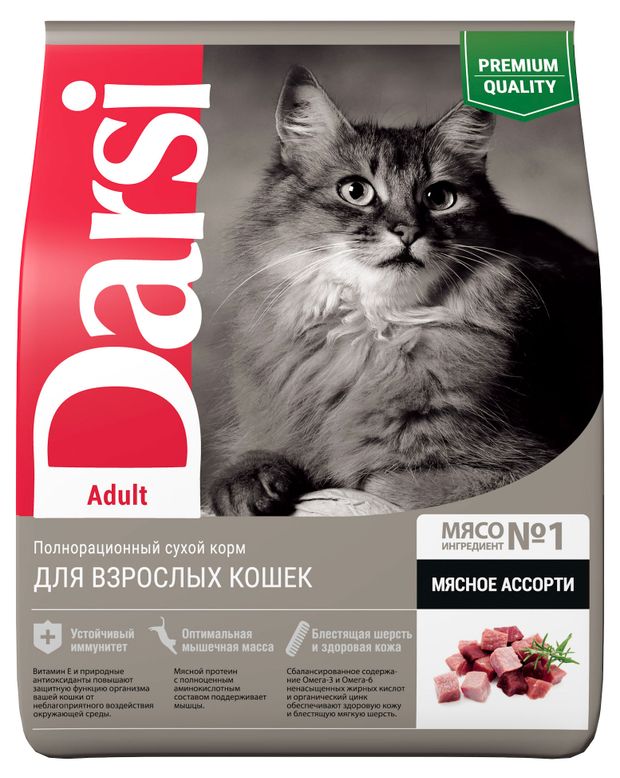 

Сухой корм Darsi Adult для взрослых кошек Мясное ассорти 1.8 кг
