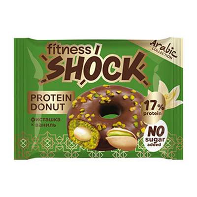 

Донат протеиновый FitnesShock глазированный без сахара Фисташка ваниль 70 г