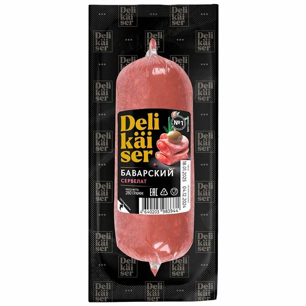 Колбаса варено-копченая Delikaiser сервелат Баварский 280 г
