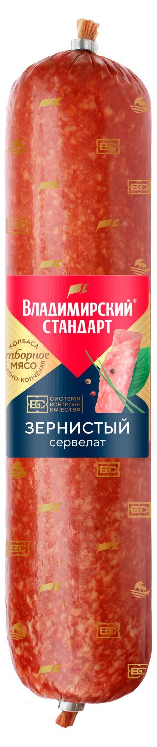 

Колбаса варено-копченая Владимирский стандарт Сервелат зернистый вес