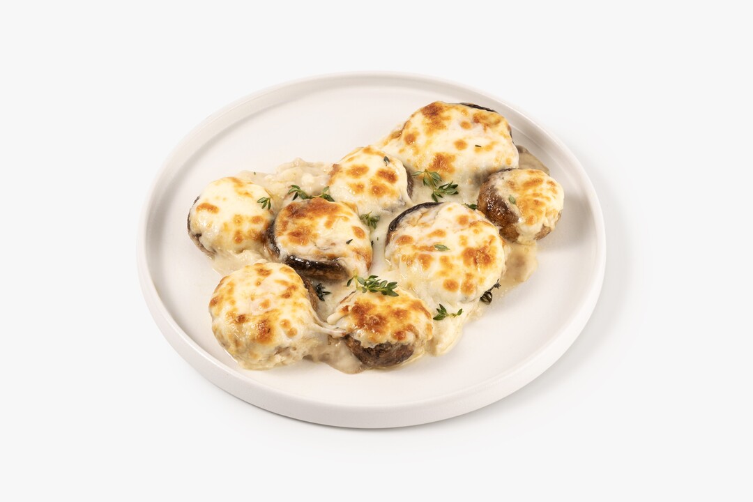 

Шампиньоны ВкусВилл фаршированные сыром и соусом бешамель 470 г