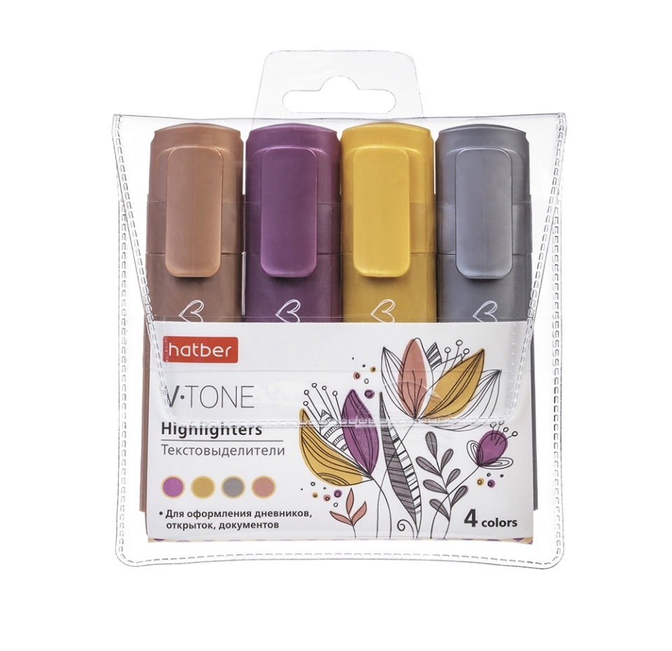 

Набор текстовыделителей Hatber V-tone Metallic, 4 шт.