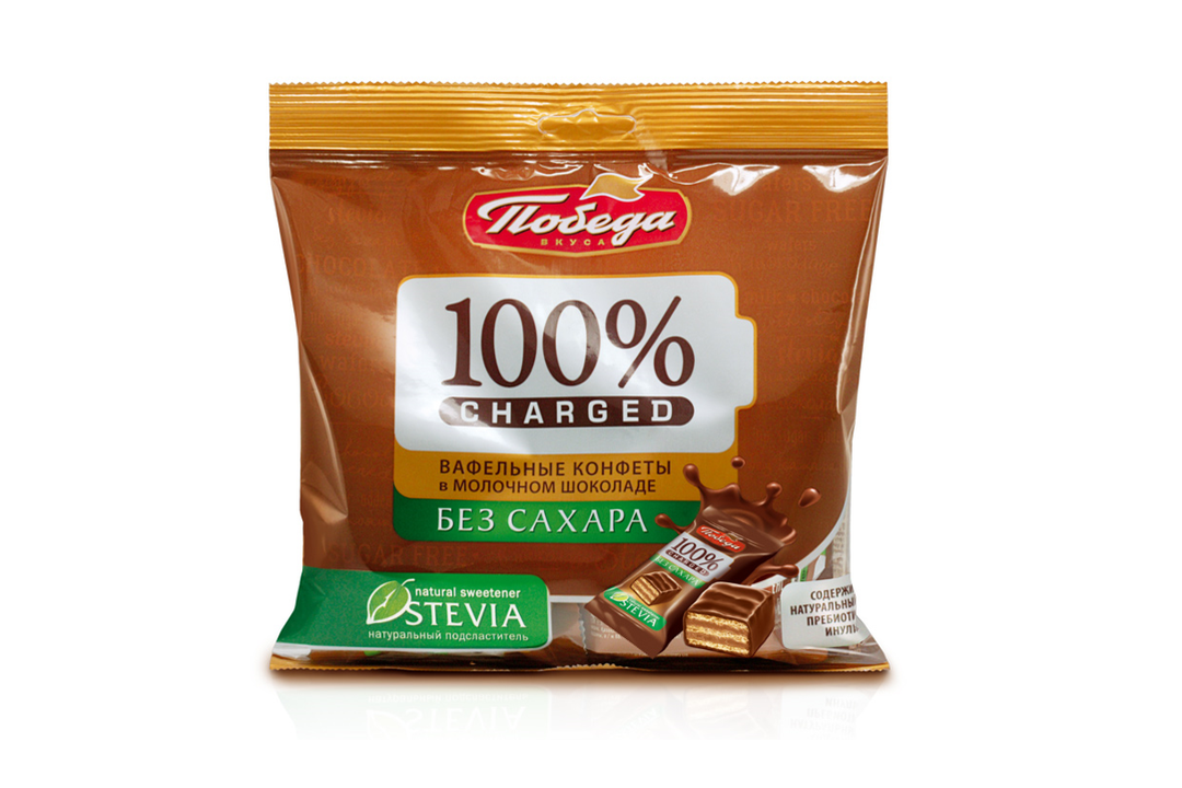 

Конфеты вафельные Победа вкуса Charged в молочном шоколаде без сахара 150 г