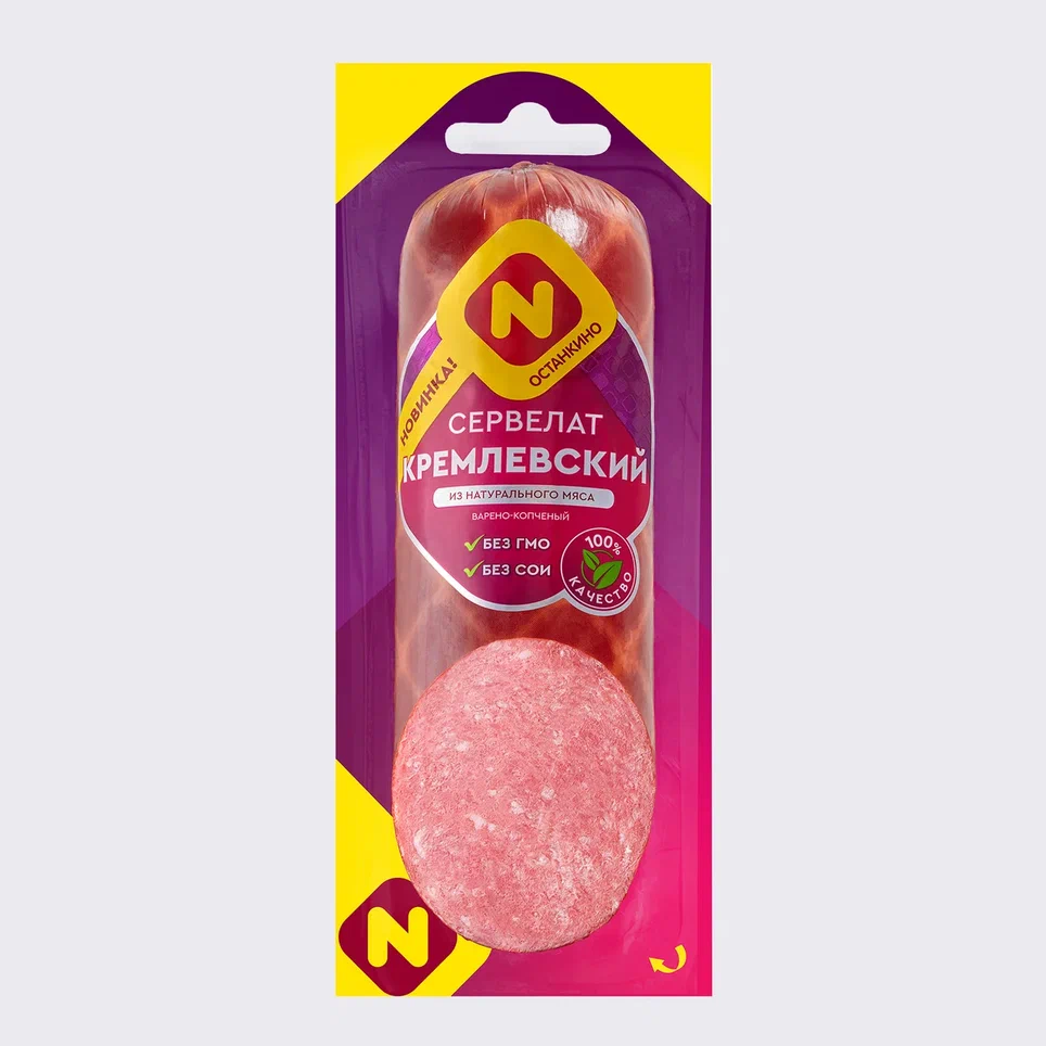 

Колбаса варено-копченая Останкино Сервелат Кремлевский 330 г