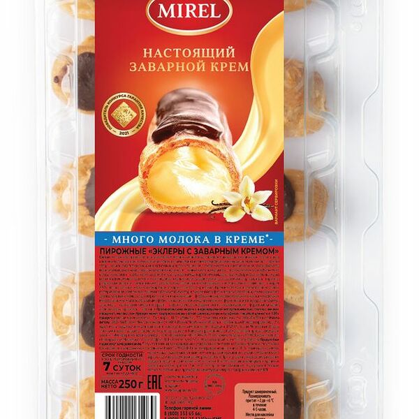 Пирожные Mirel эклеры с заварным кремом 250 г