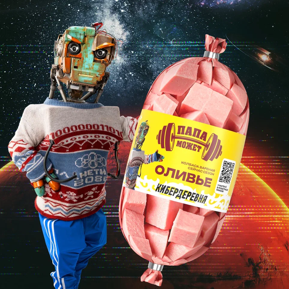 

Колбаса Папа может Сейчас сезон Оливье из мяса кур вареная 400 г