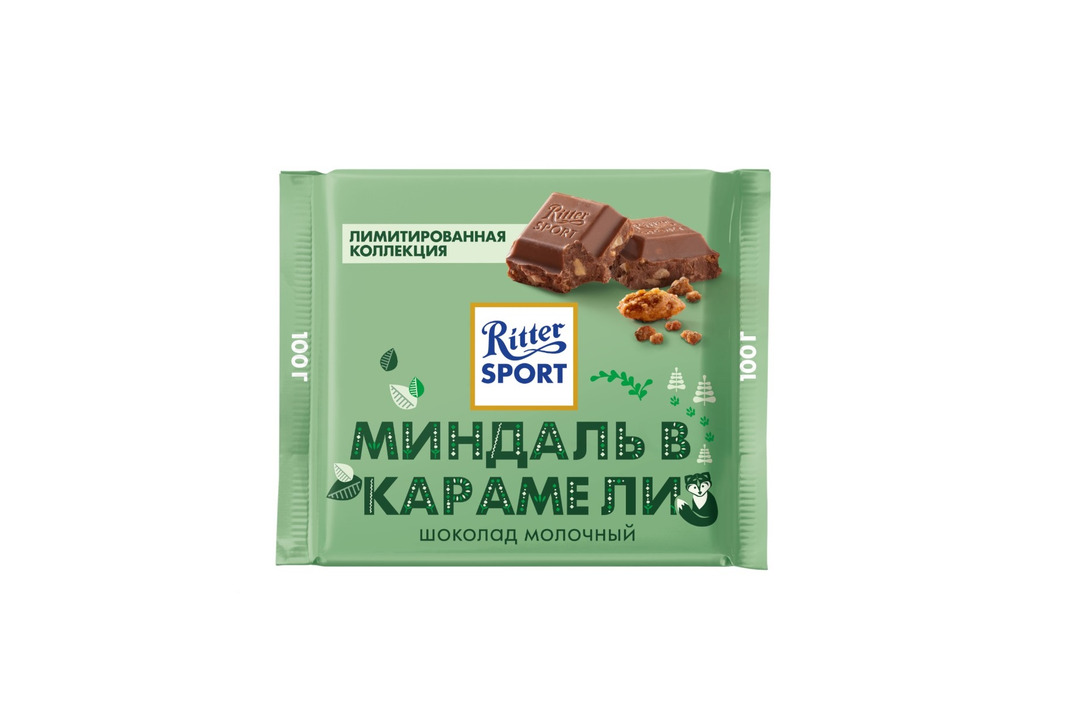 

Шоколад молочный Ritter Sport миндаль в карамели 100 г