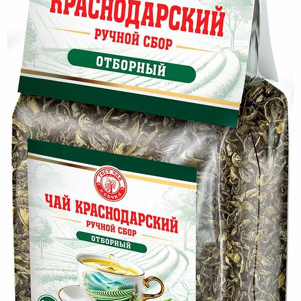 Чай зеленый Краснодарский ручной сбор байховый, листовой 100 г