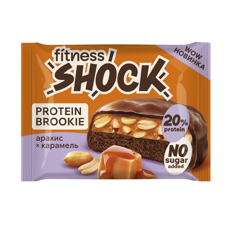

Бисквит протеиновый Бруки Арахис-Карамель FitnesShock без сахара 50 г Россия