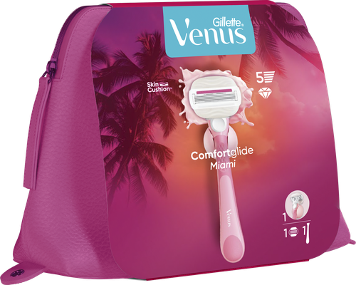 

Набор подарочный Gillette Venus: Бритва Comfortglide Miami с 1 сменной кассетой, косметичка