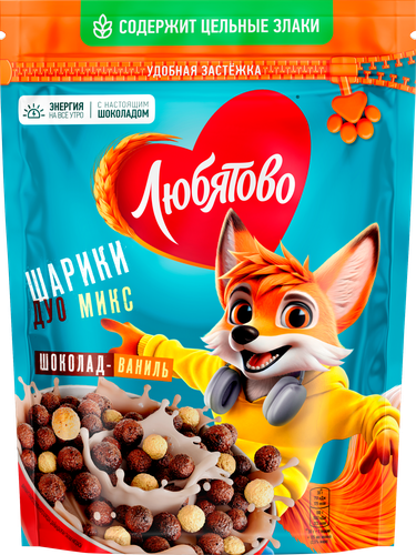 

Завтрак готовый Любятово Шарики шоколадные Дуо Микс 200 г