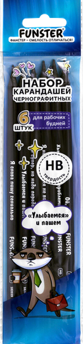 

Набор чернографитных карандашей Funster Funny Notes BLK HB с ластиком арт. 182039 6 шт.