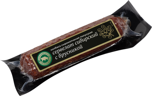

Колбаса Череповецкий мясокомбинат Сервелат Сибирский с брусникой сырокопченый полусухой 190 г