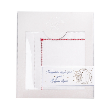 

Салфетка сервировочная Крестецкая строчка Щелкунчик белая с красным 55 х 40 см