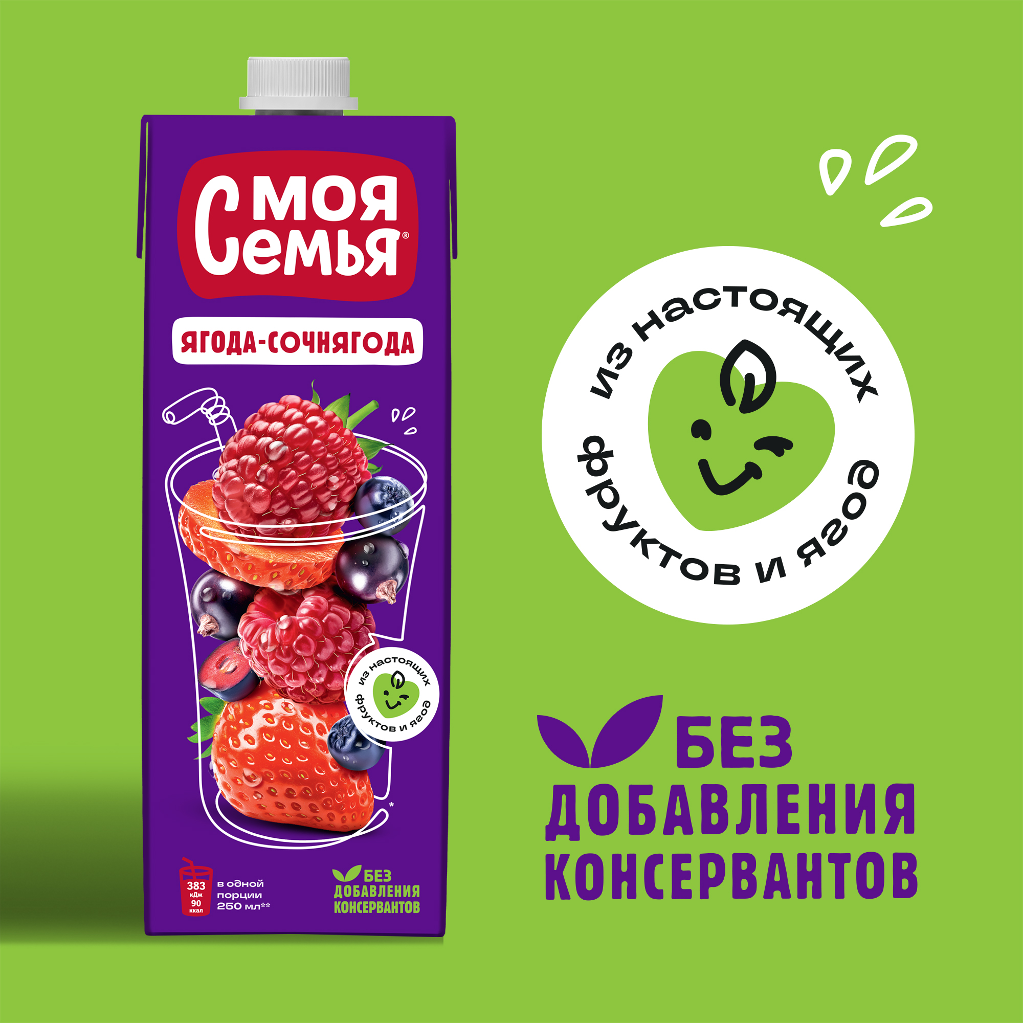 

Напиток сокосодержащий Моя семья Ягода-Сочнягода 950 мл