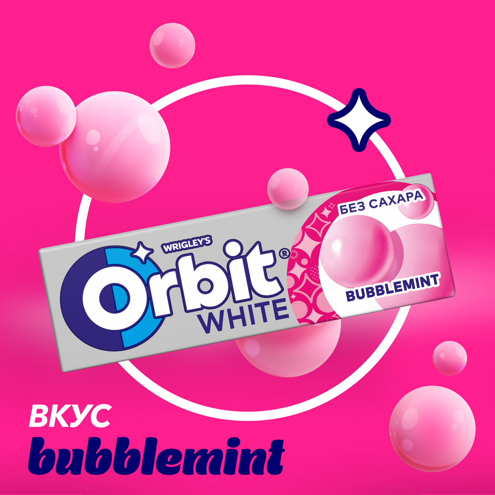 

Жевательная резинка Orbit White Bubblemint без сахара 13.6 г