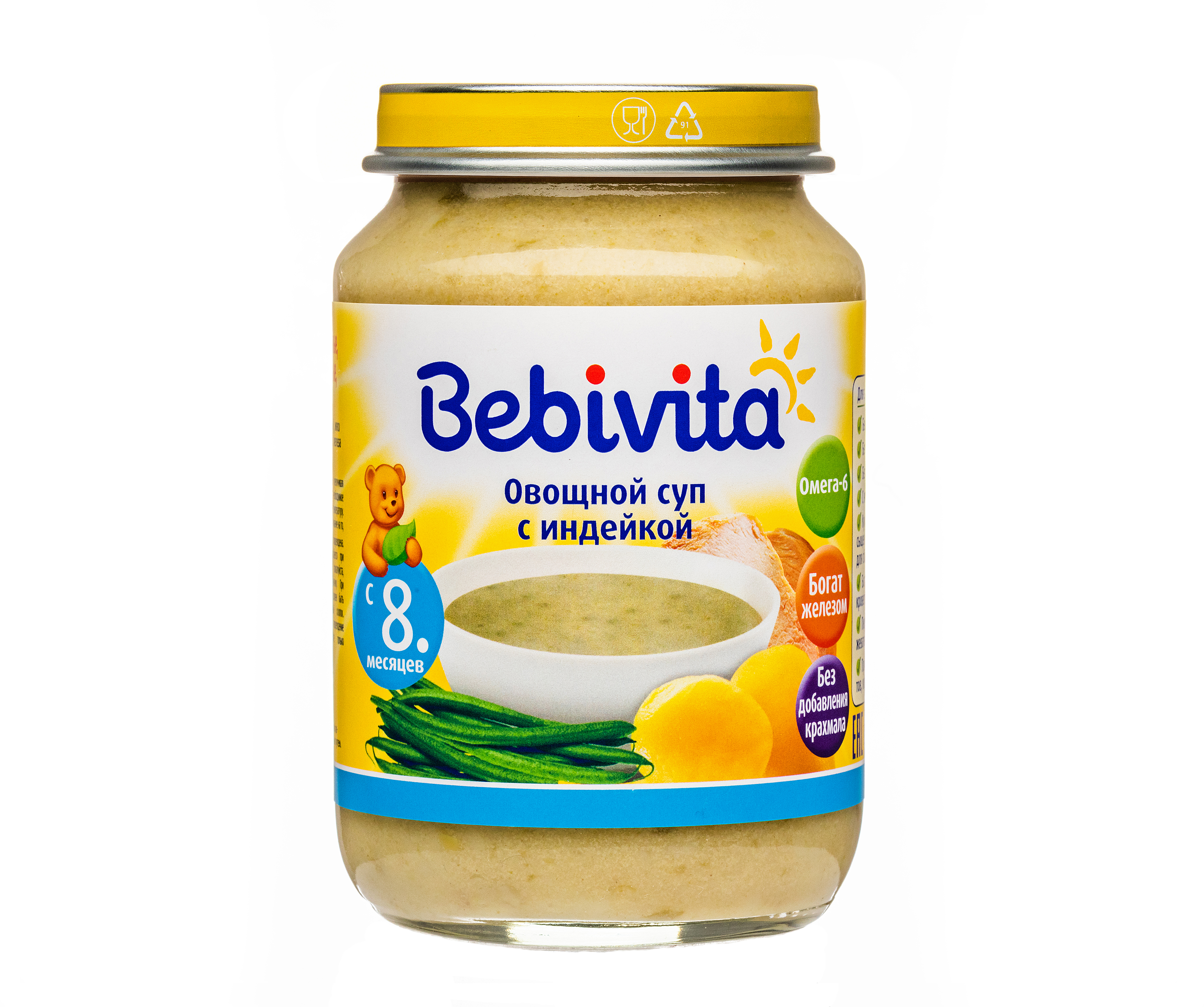 

Суп Bebivita Овощной с индейкой с 8 месяцев 190 г