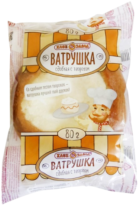 

Ватрушка Хлебозавод 28 с творожной начинкой 80 г