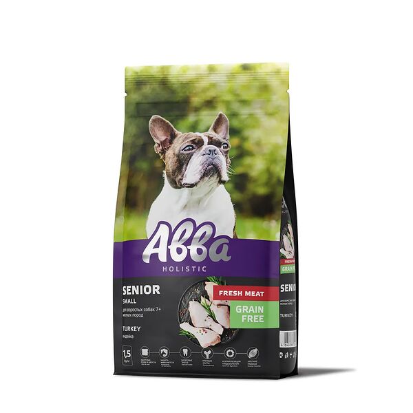 Сухой корм Aвва Senior на основе свежего мяса для собак мелких пород, с индейкой, 1,5 кг