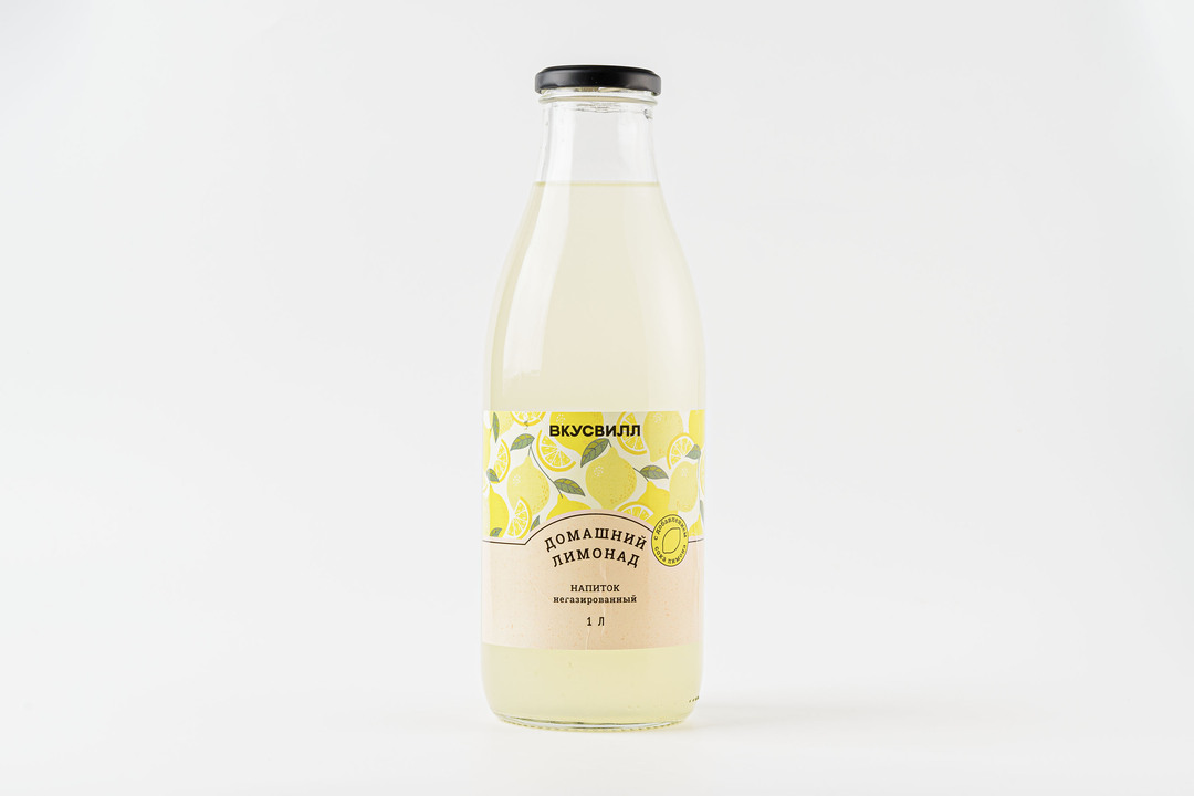 

Напиток ВкусВилл Домашний лимонад с добавлением сока лимона негазированный 1 л