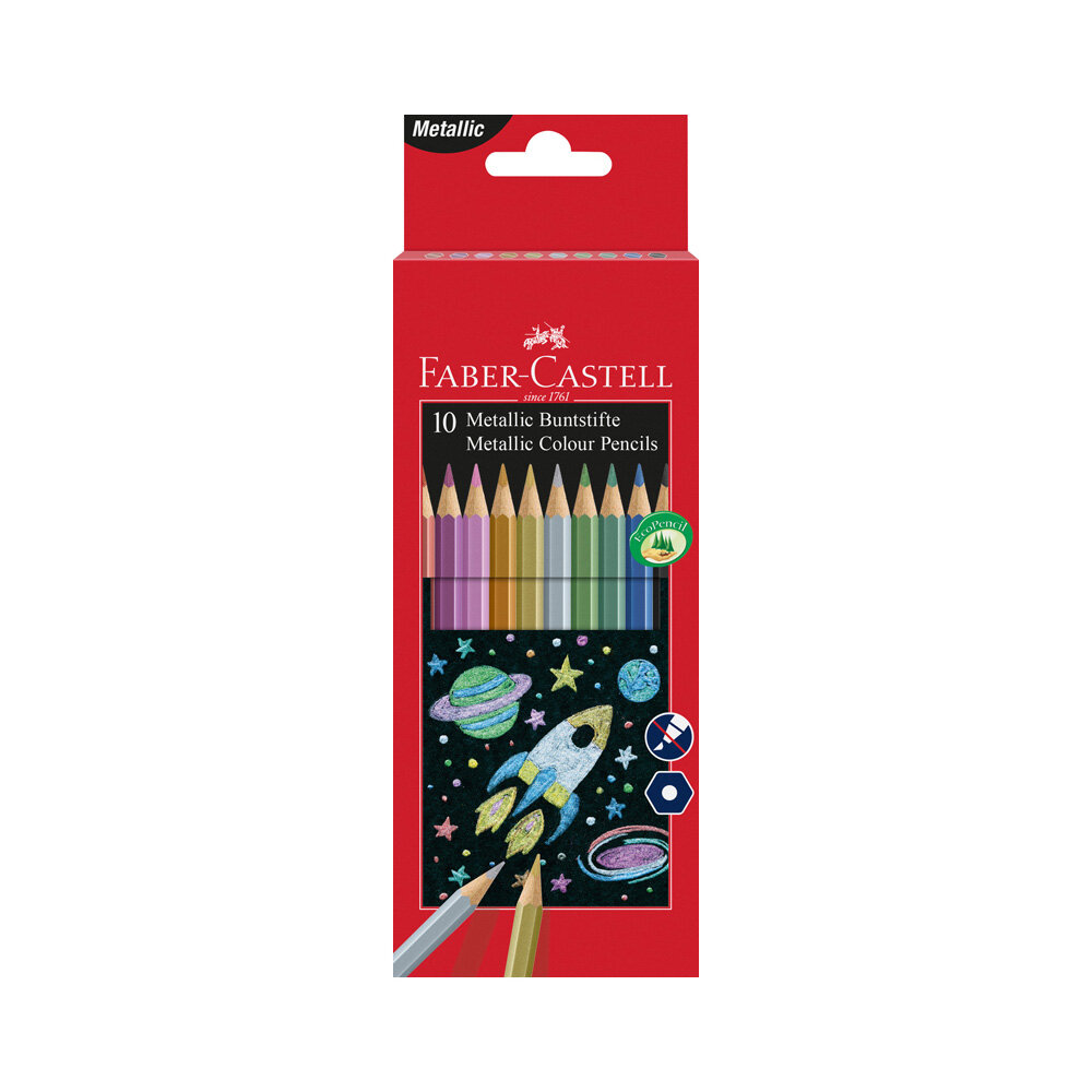 

Карандаши цветные Faber-Castell 10 цветов металлик заточенные