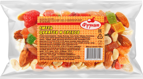 

Смесь ФРУНАТ орехи и цукаты, 100г