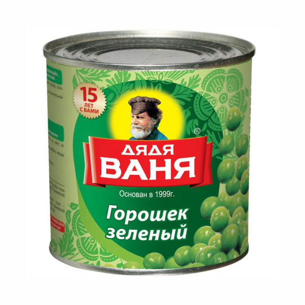 

Горошек Дядя Ваня зелёный 400 г дизайн упаковки в ассортименте