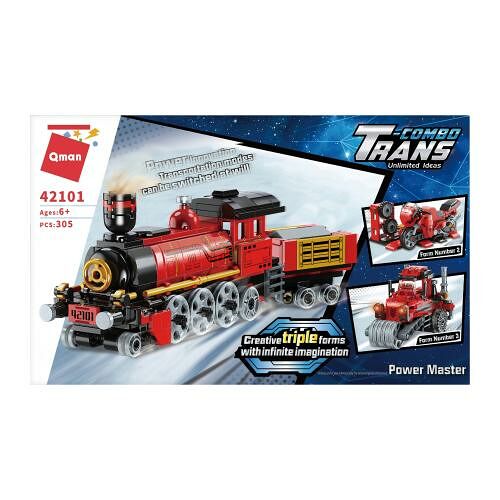 Конструктор Qman 42101 Ретро Поезд 305 деталей