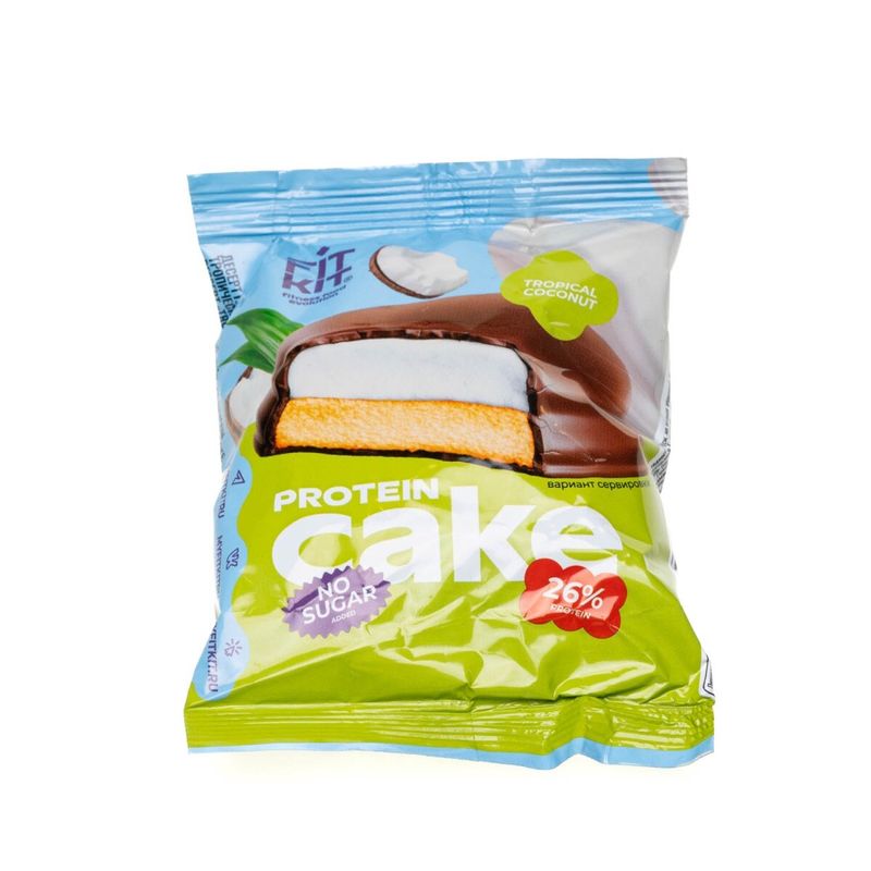 

Десерт протеиновый Fit Kit Protein Cake глазированный тропический кокос 50 г