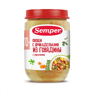 

Пюре детское Semper с фрикадельками из говядины с овощами 190 г