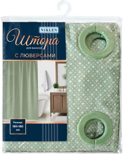 

Штора для ванной Niklen с люверсами 180х180 см, цвет в ассортименте