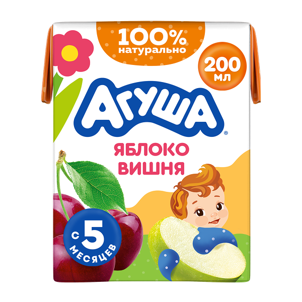 Сок детский Агуша Яблоко-вишня с 5 месяцев 200 мл