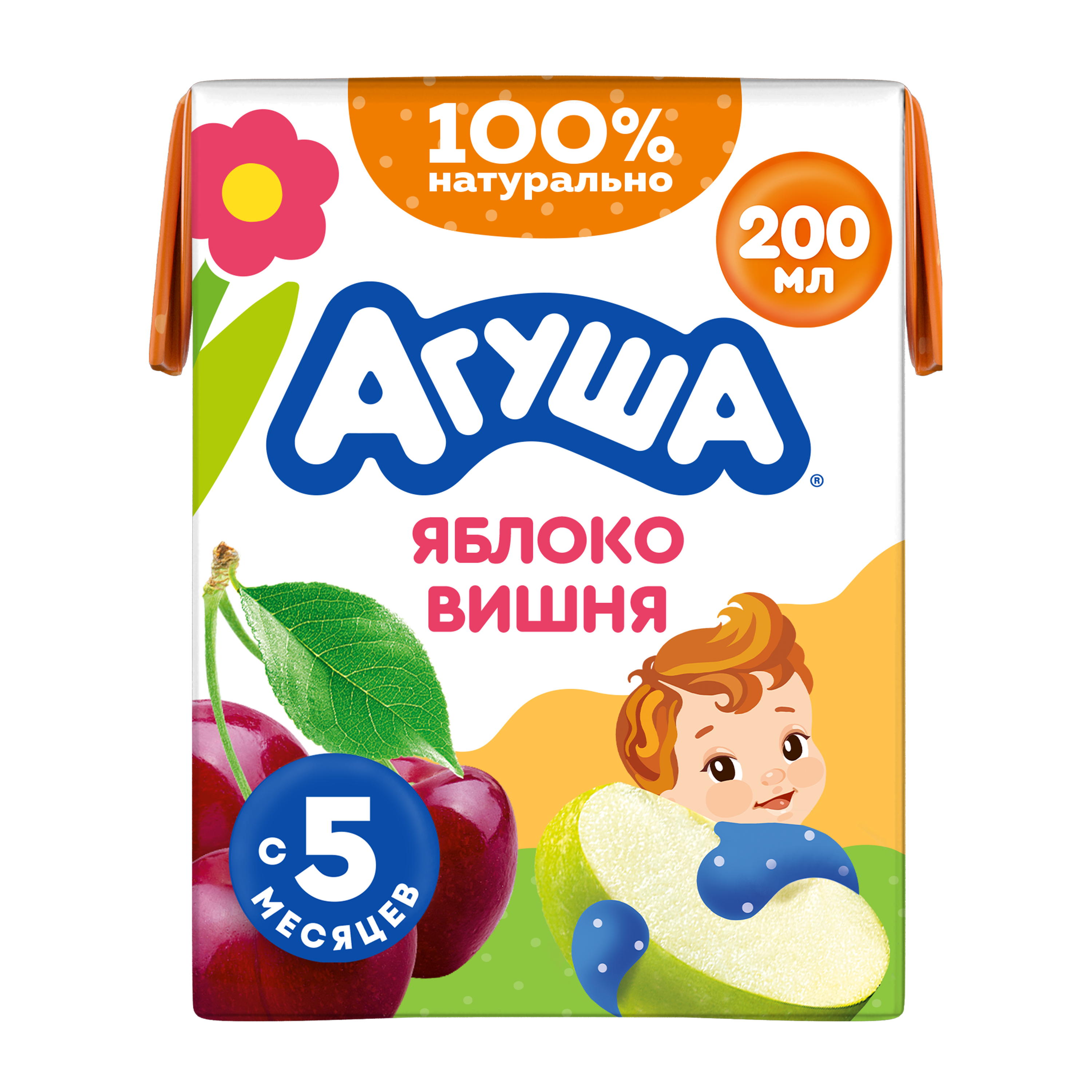 

Сок Агуша Яблоко и вишня с 5 мес. 200 мл