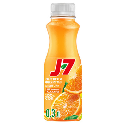 Апельсиновый сок J7 Энергия фруктов 100% с мякотью 0.3 л