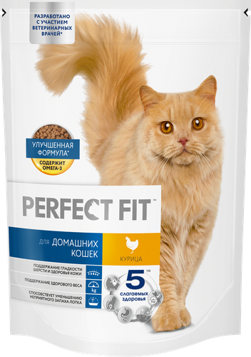 

Корм сухой Perfect Fit In-Home Курица для живущих в помещении кошек полнорационный 650 г