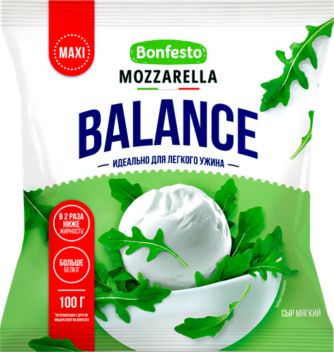 

Сыр BONFESTO Balance Maxi мягкий Моцарелла 30% без змж