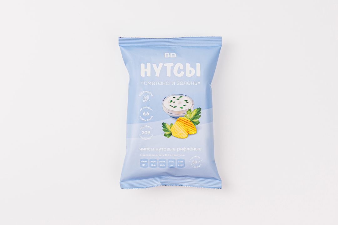 

Чипсы нутовые ВкусВилл Сметана и зелень, 50 г
