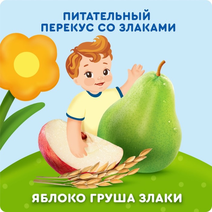 

Пюре фруктовое Агуша яблоко-груша-злаки с 8 мес. 160 г