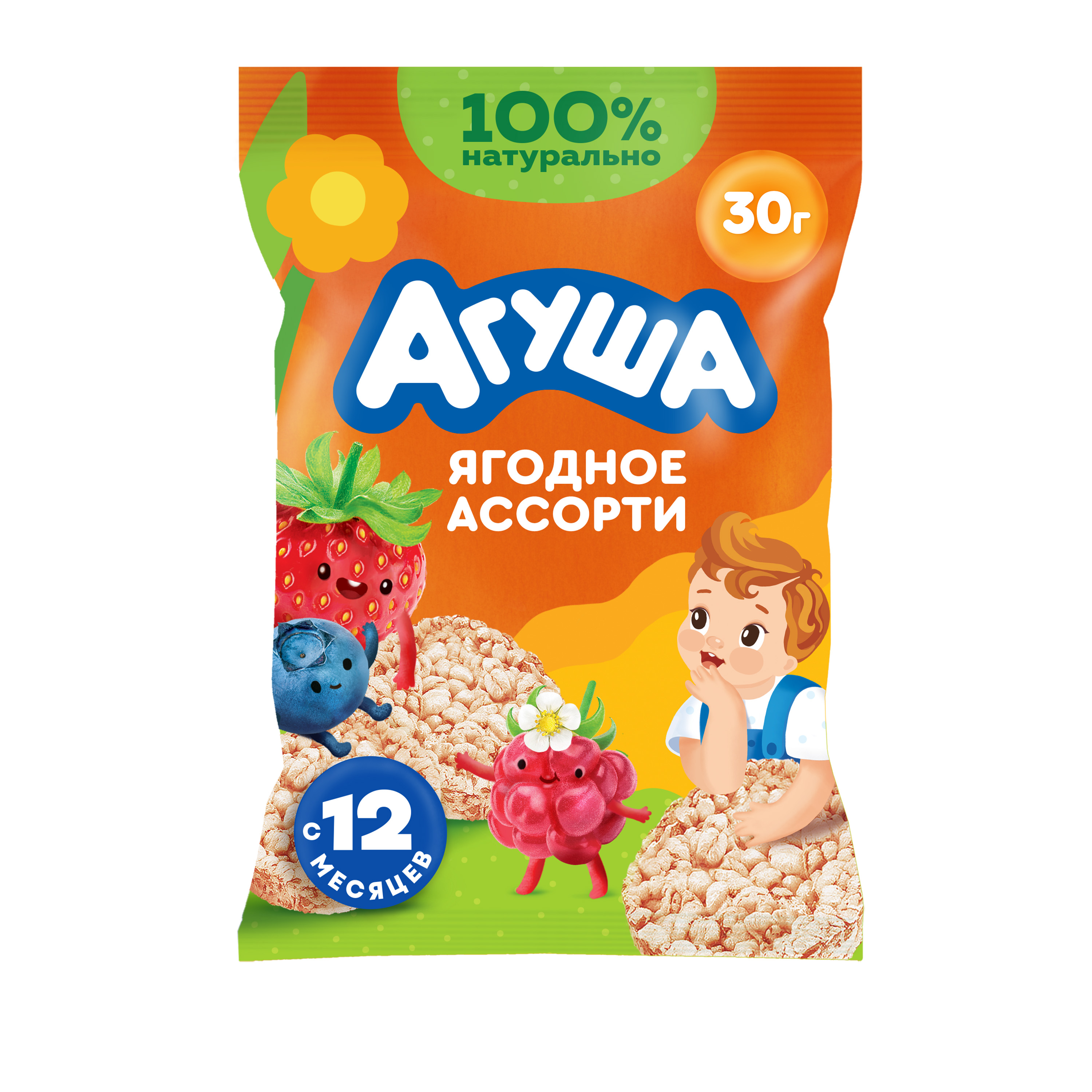 

Мини-хлебцы Агуша Полезный Перекус Ягодное Ассорти с 12 месяцев 30 г