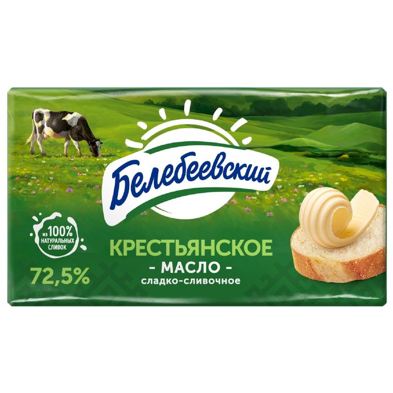 

Масло сливочное Белебеевский Крестьянское 72.5% БЗМЖ 170 г