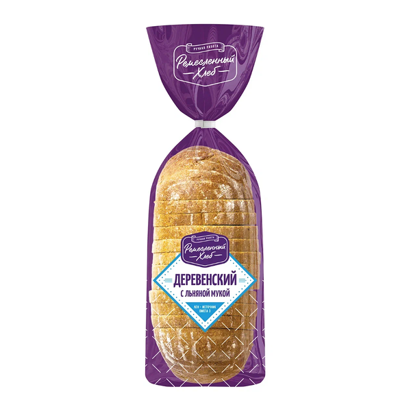 Батон Ремесленный хлеб Деревенский с льняной мукой 350 г